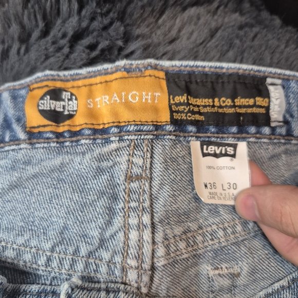 Levis Mens Vintage Y2k Retro Blue Silver Tab Straight Leg Size 34x29 - Picture 2 of 15